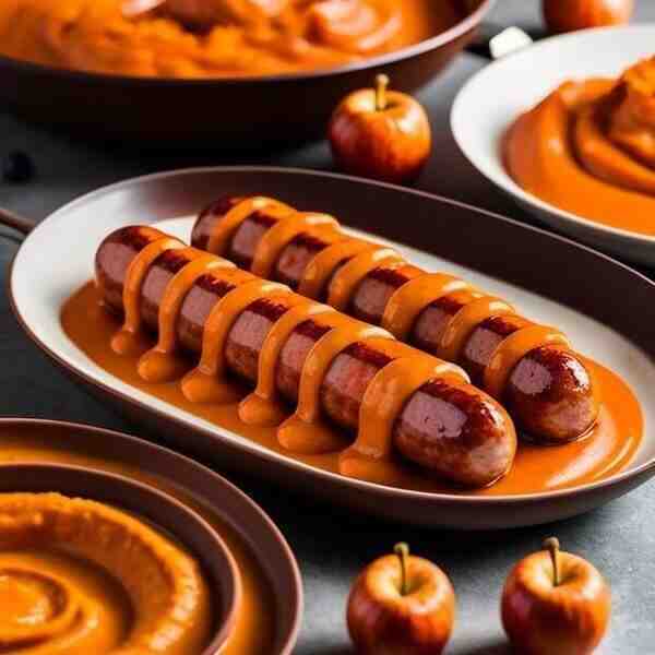 Куриные колбаски с яблочнотыквенным пюре